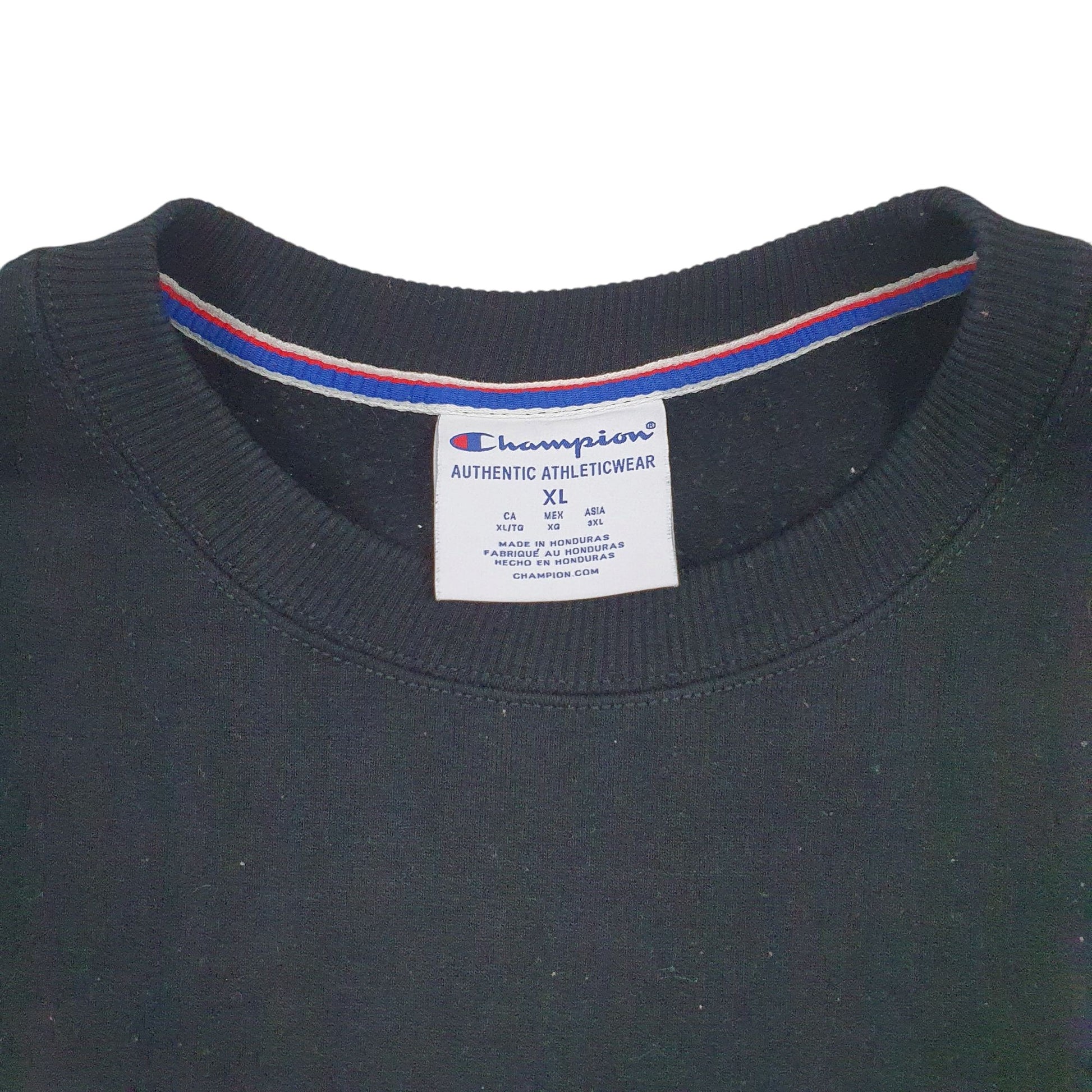 Mens Black Champion Spellout Crewneck Jumper