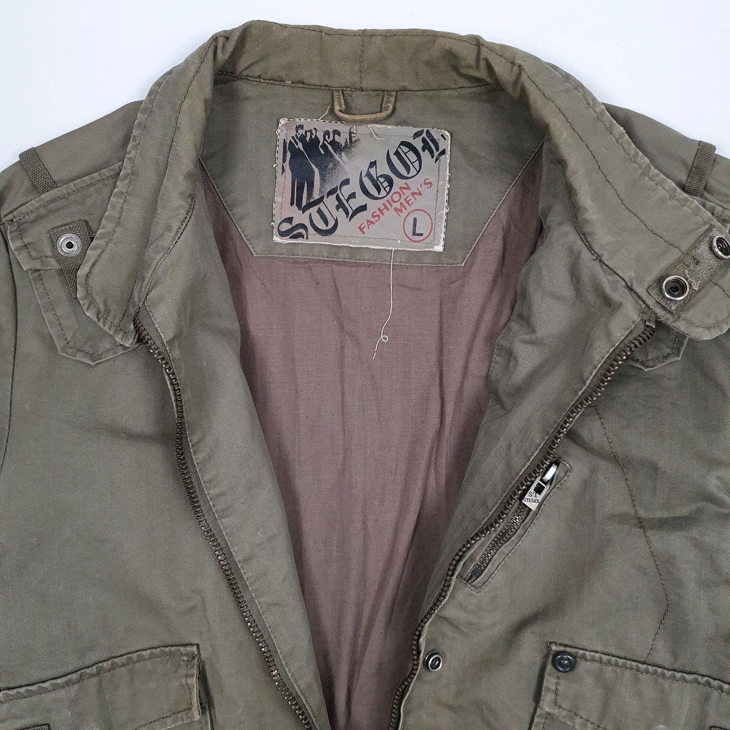 Mens Green Stegol Military Bomber  Coat