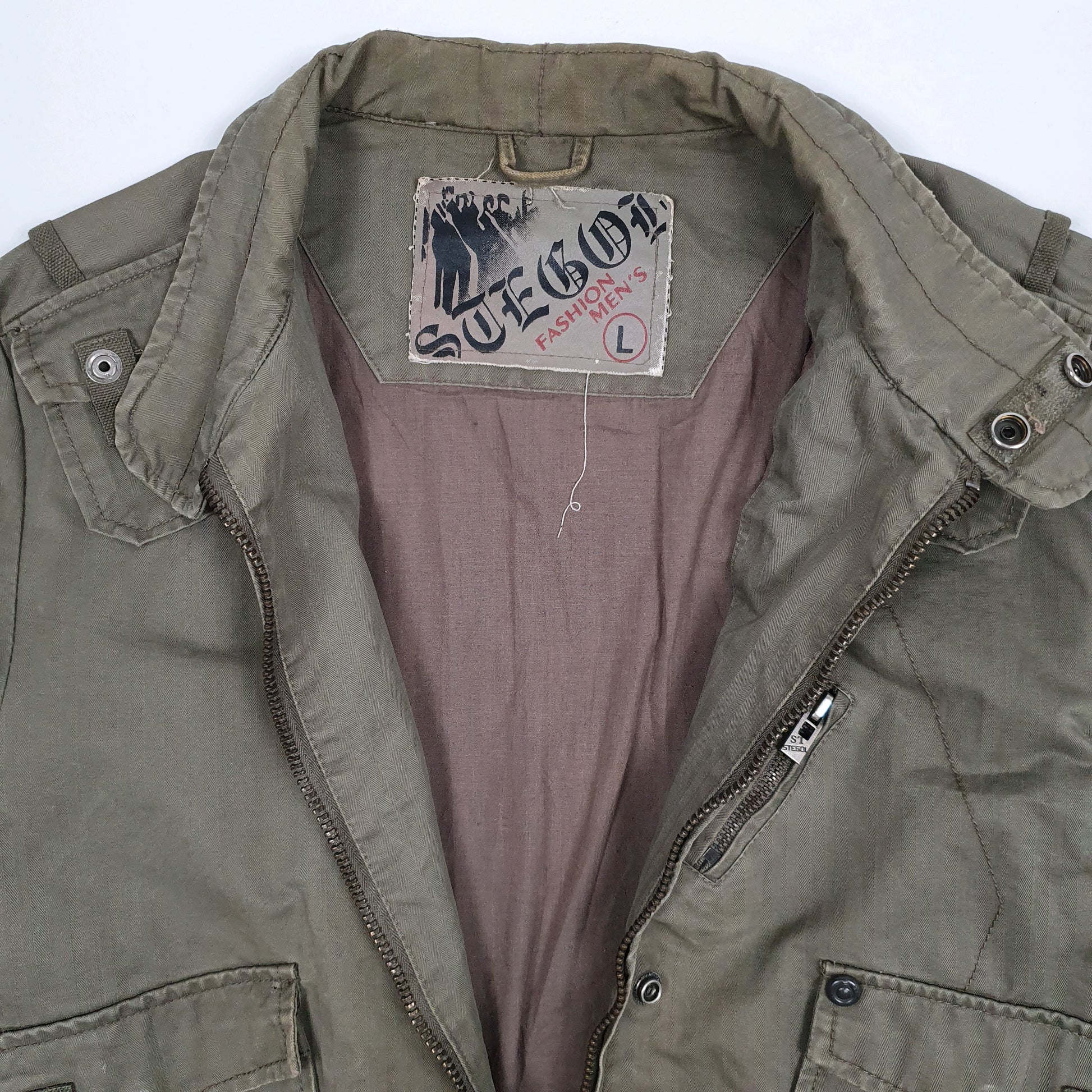 Mens Green Stegol Military Bomber  Coat