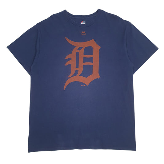 Mens Navy Majestic MLB Detroit Tigers Short Sleeve T Shirt