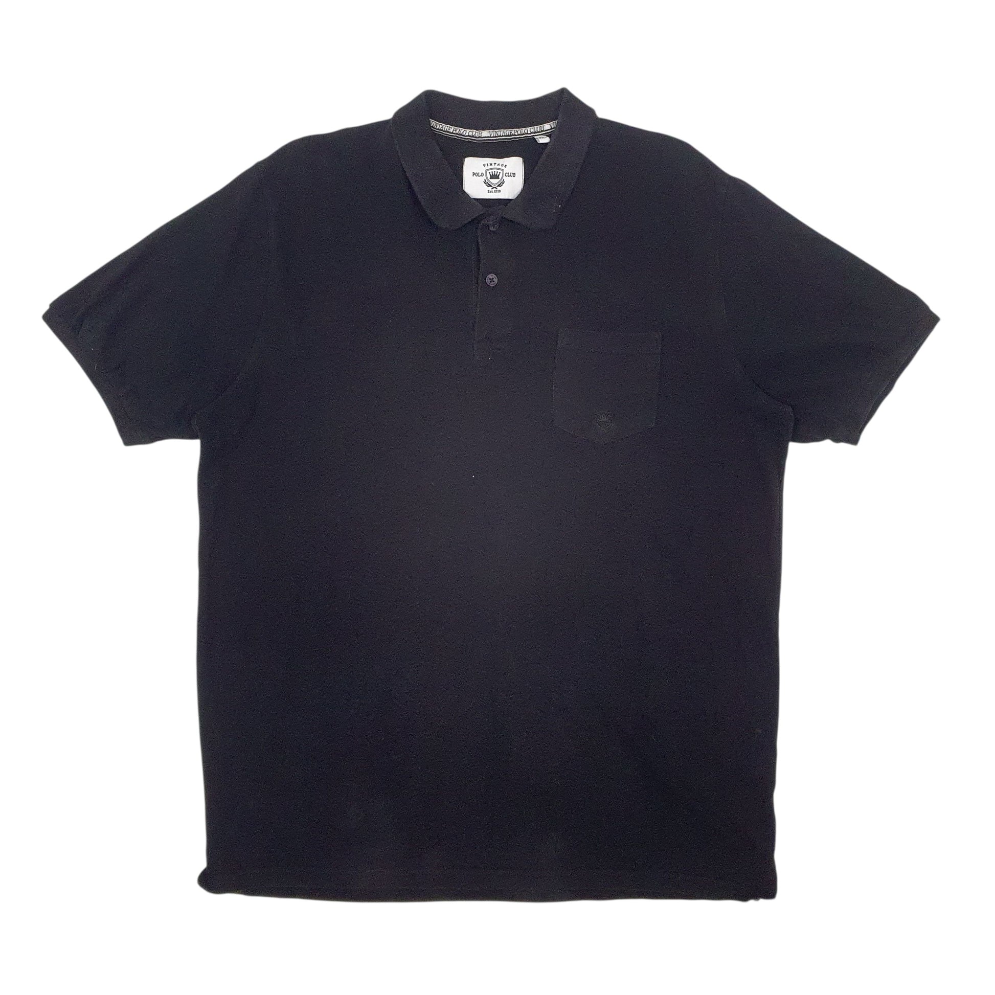 Mens Black Polo Vintage Club  Short Sleeve Polo Shirt