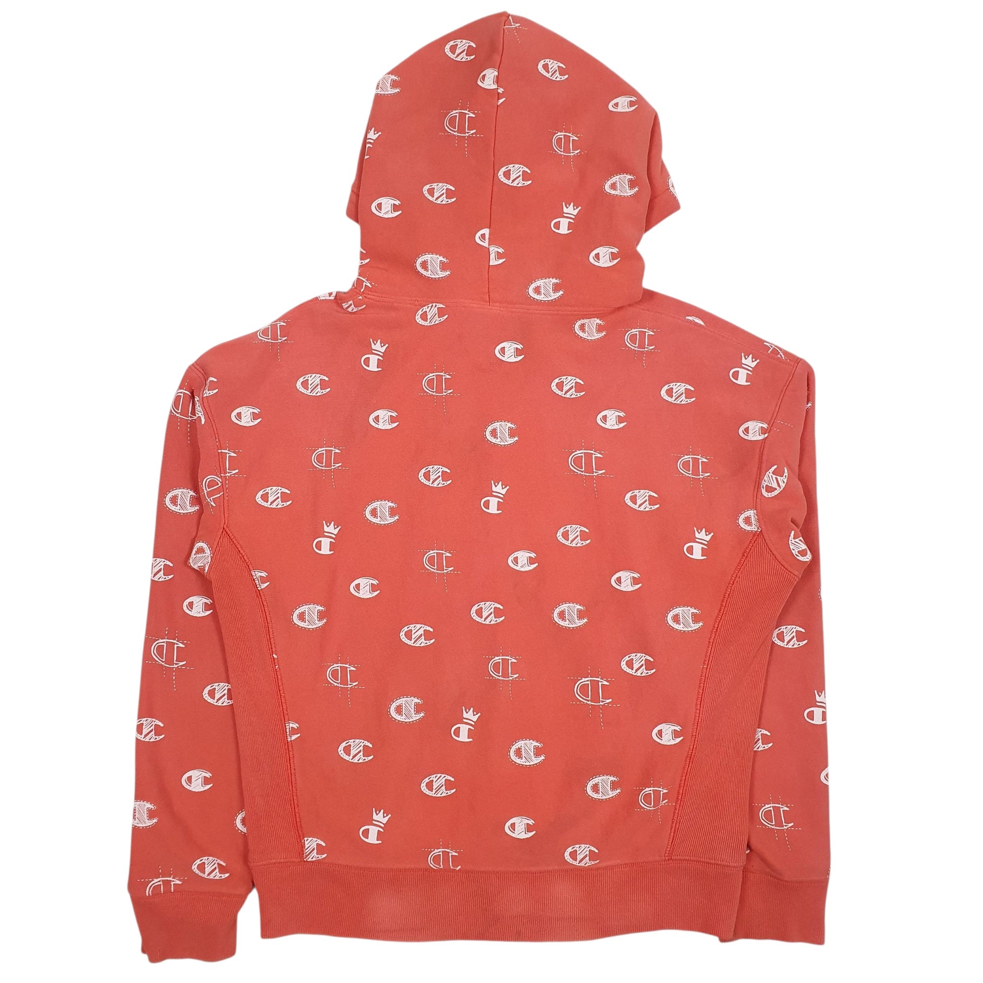 Mens Red Champion Reverse Weave Hoodie Jumper