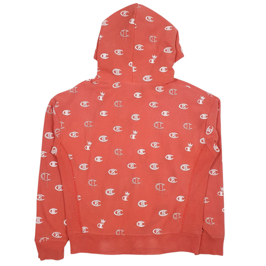 Mens Red Champion Reverse Weave Hoodie Jumper