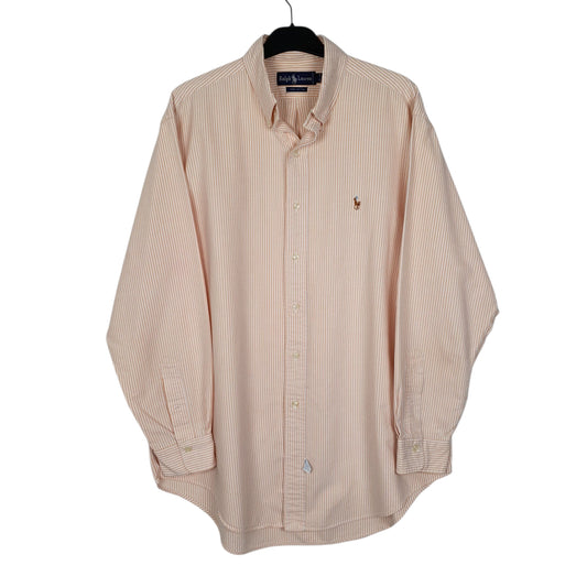 Mens Orange Ralph Lauren Vintage 90s Long Sleeve Shirt
