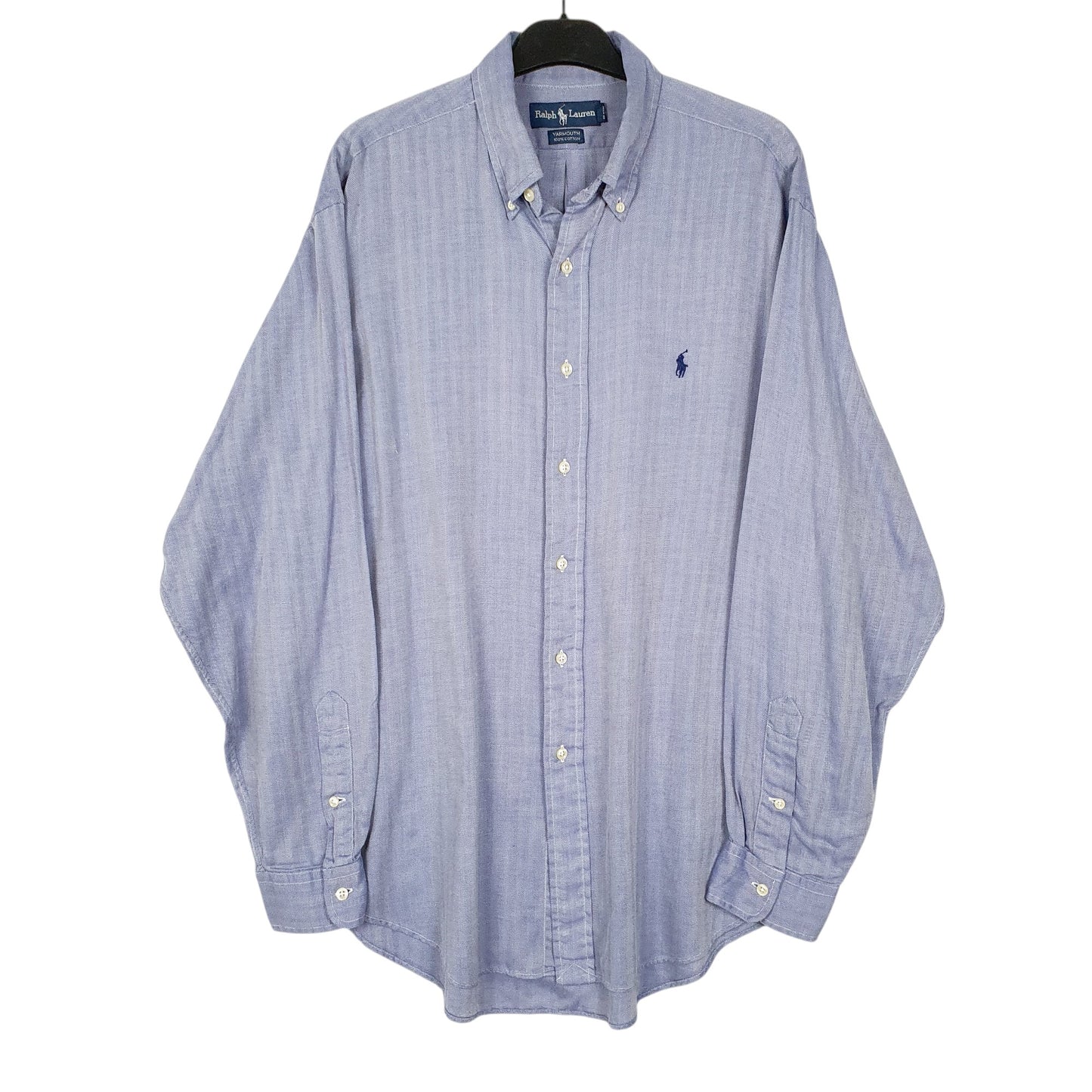 Mens Blue Ralph Lauren Herringbone Long Sleeve Shirt