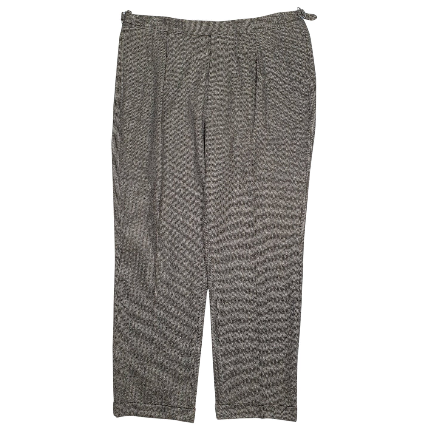Mens Grey Polo Ralph Lauren Vintage 90s Herringbone Formal Trousers