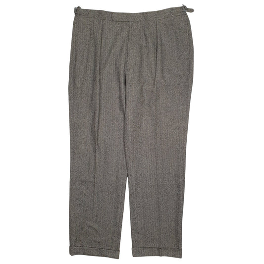 Mens Grey Polo Ralph Lauren Vintage 90s Herringbone Formal Trousers
