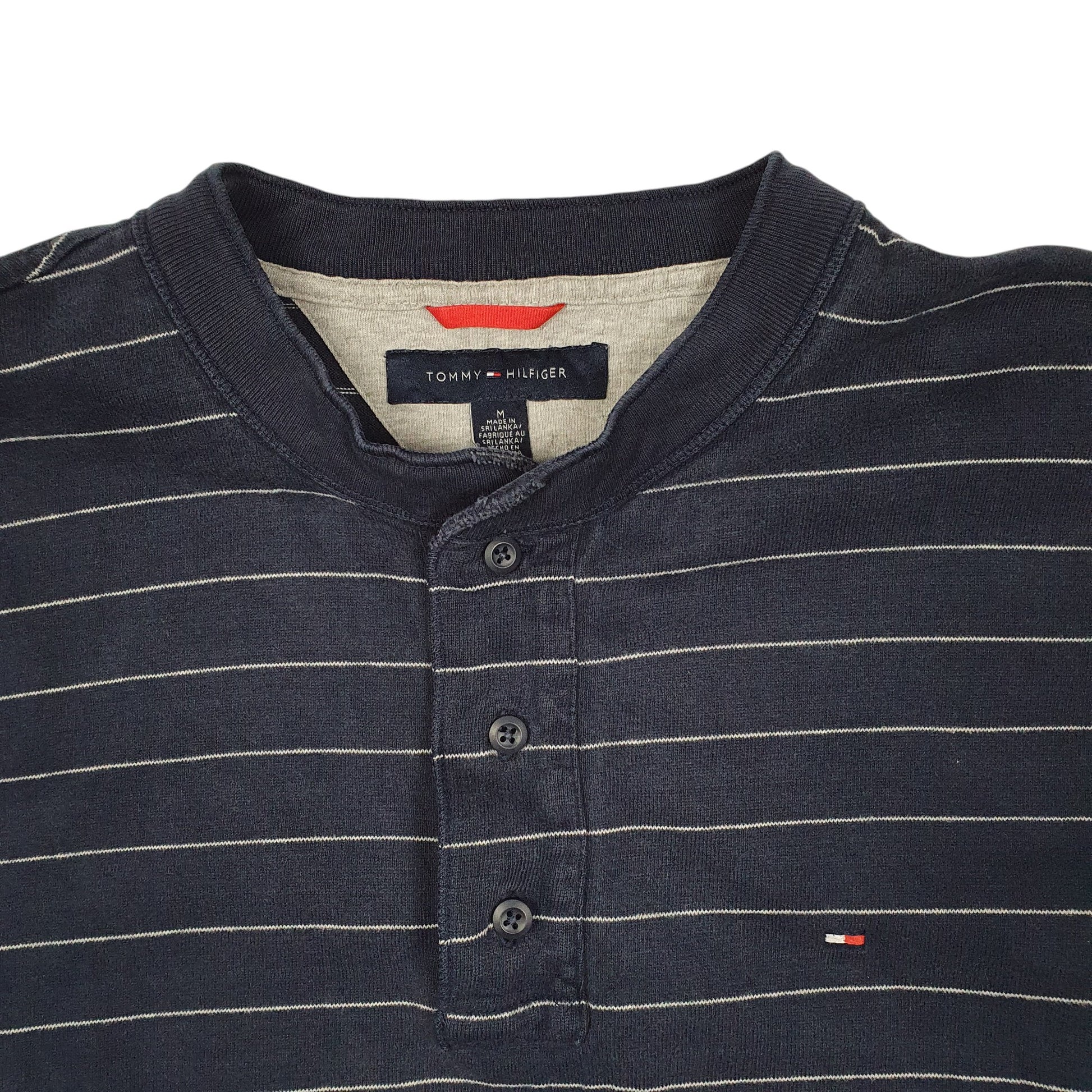 Mens Navy Tommy Hilfiger Henley Lightweight Crewneck Jumper