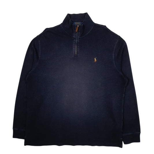 Mens Navy Polo Ralph Lauren Estate Rib Quarter Zip Jumper