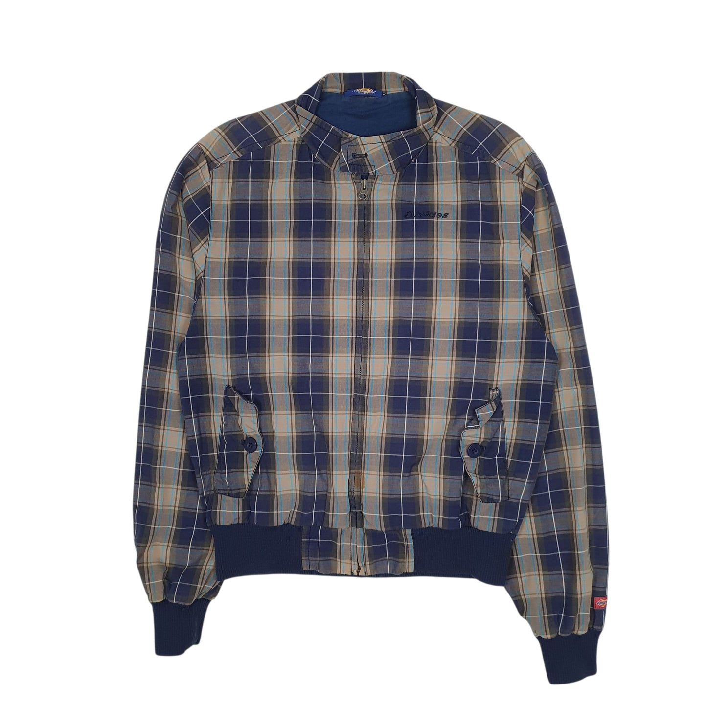 Mens Navy Dickies Check Harringtin Eisenhower  Coat