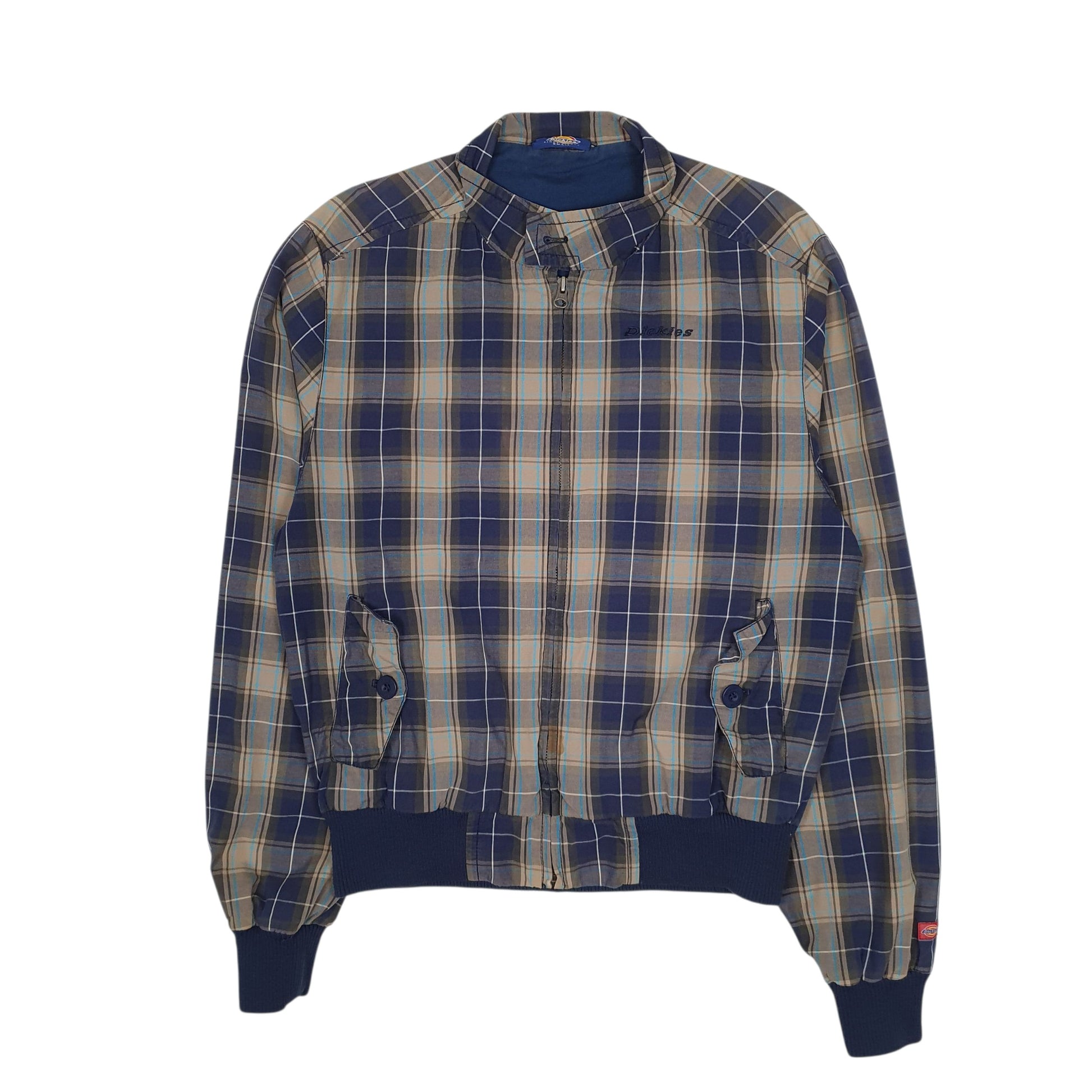 Mens Navy Dickies Check Harringtin Eisenhower  Coat