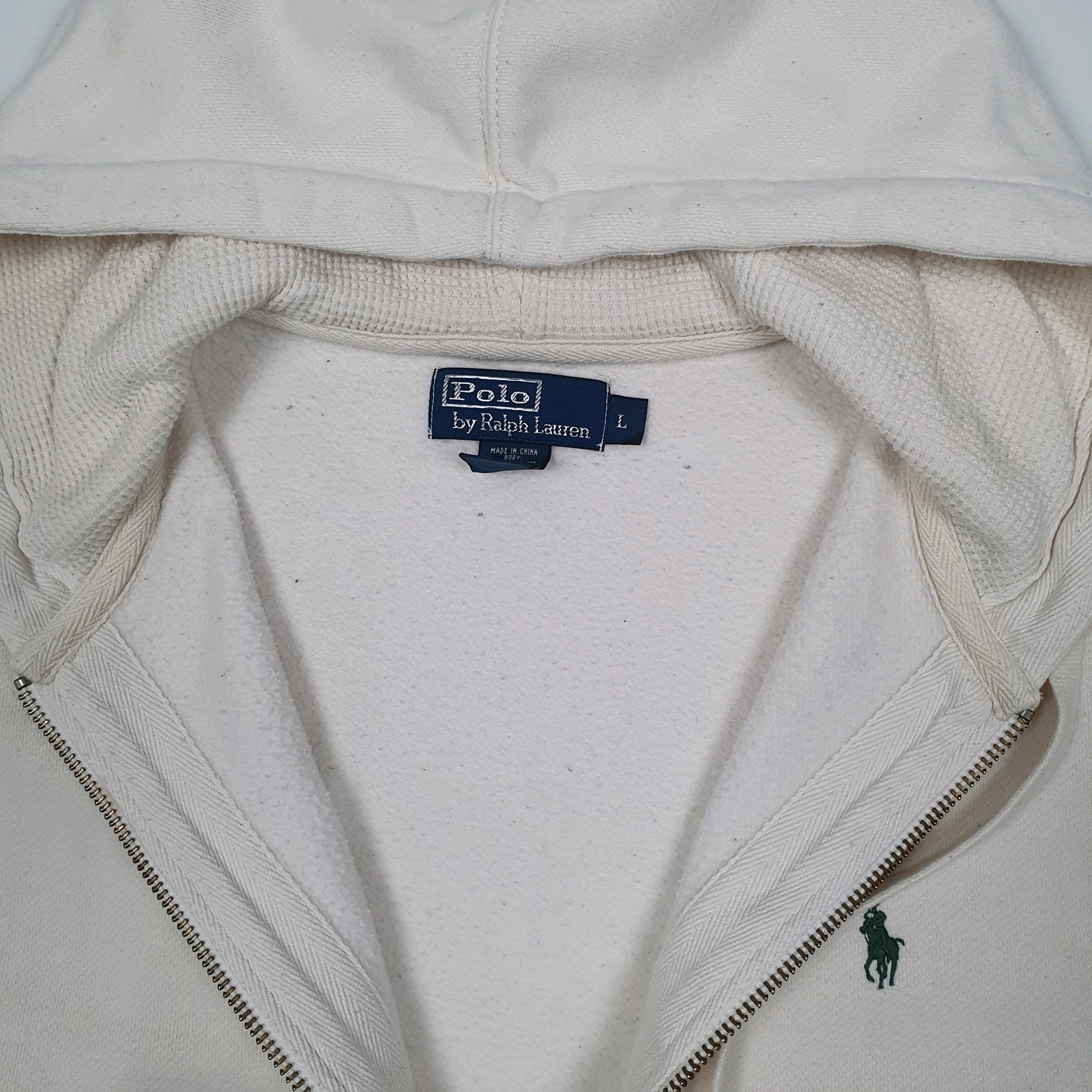 Mens Cream Polo Ralph Lauren Hoodie Full Zip Jumper