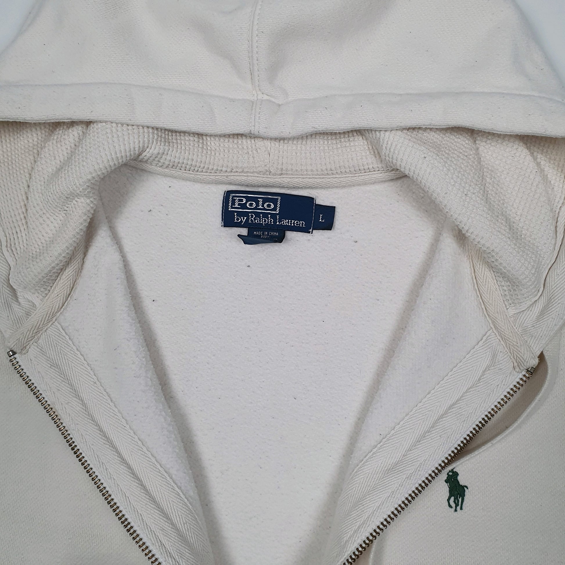 Mens Cream Polo Ralph Lauren Hoodie Full Zip Jumper