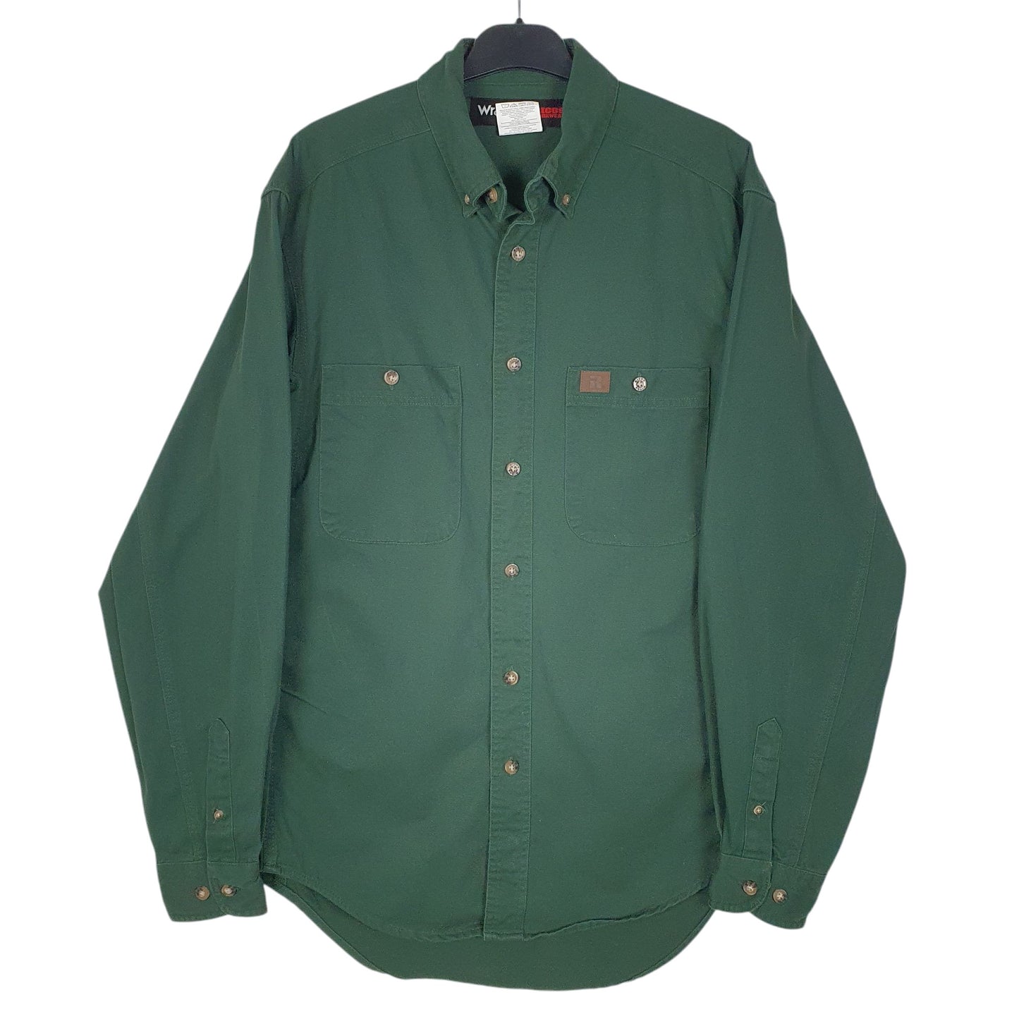 Mens Green Wrangler Riggs Workwear Long Sleeve Shirt