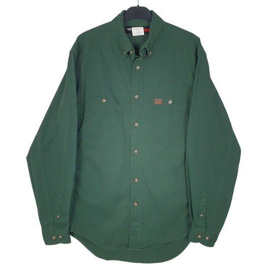 Mens Green Wrangler Riggs Workwear Long Sleeve Shirt