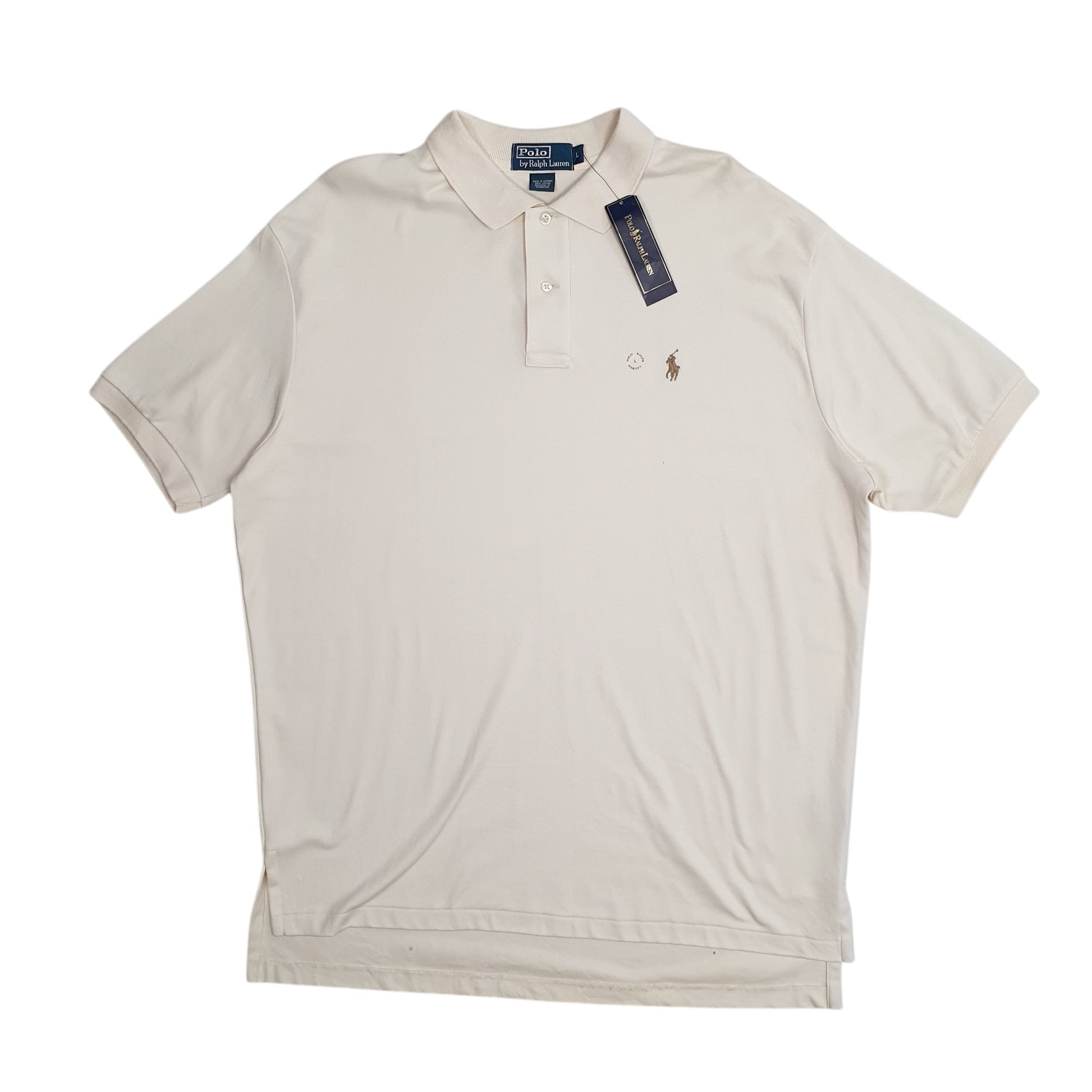 Mens Cream Polo Ralph Lauren Stretch Short Sleeve Polo Shirt