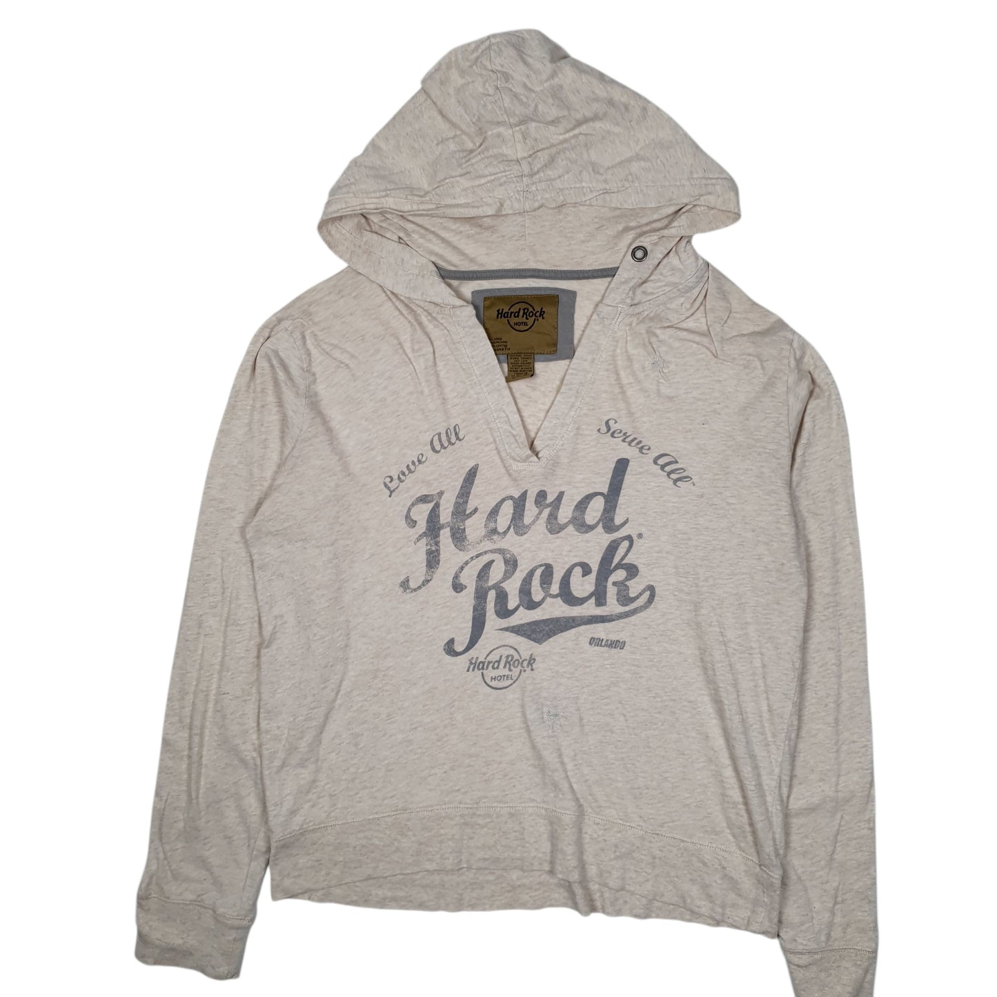 Womens Beige Hard Rock Cafe Lightweight Hoodie Jumper