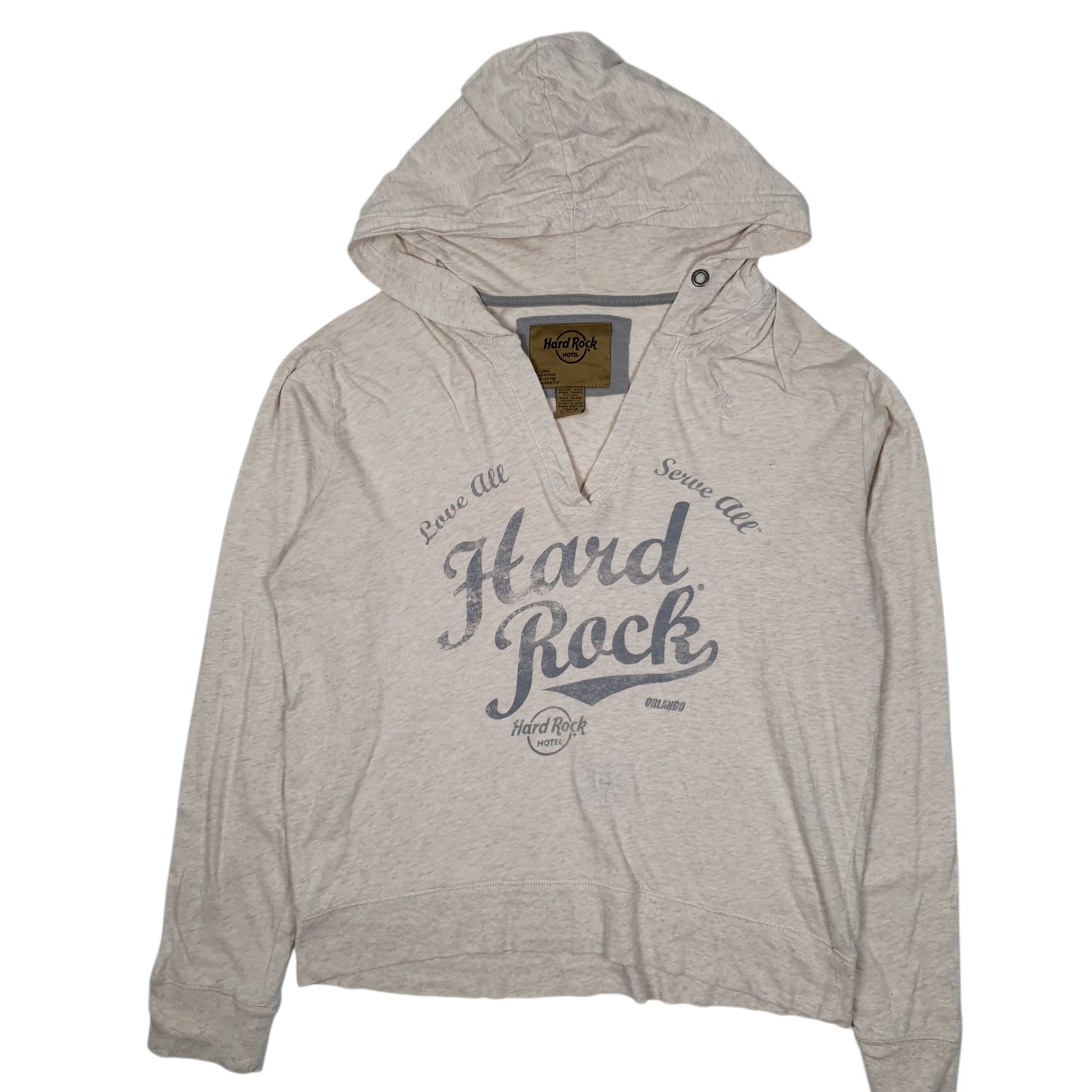 Womens Beige Hard Rock Cafe Lightweight Hoodie Jumper