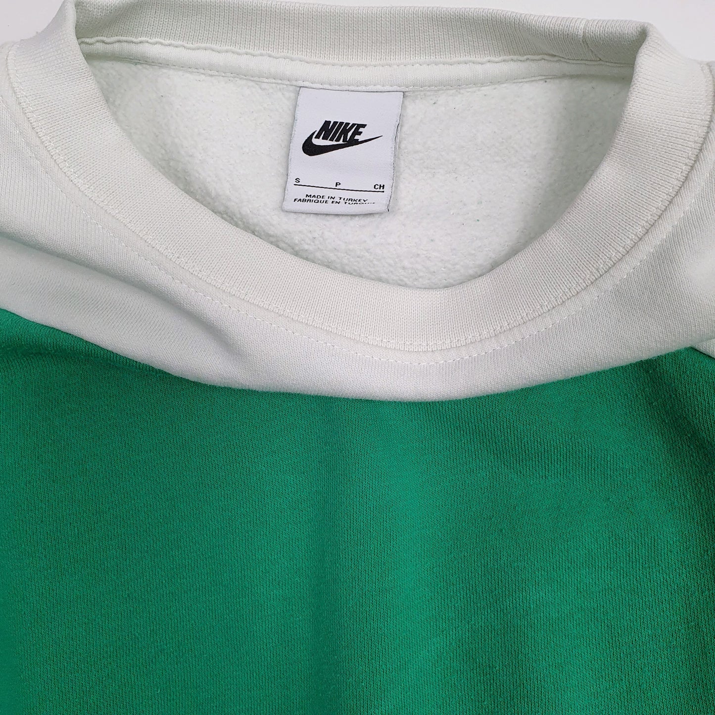 Womens Green Nike Reworked Crop Top Baggy Loose Crewneck Jumper