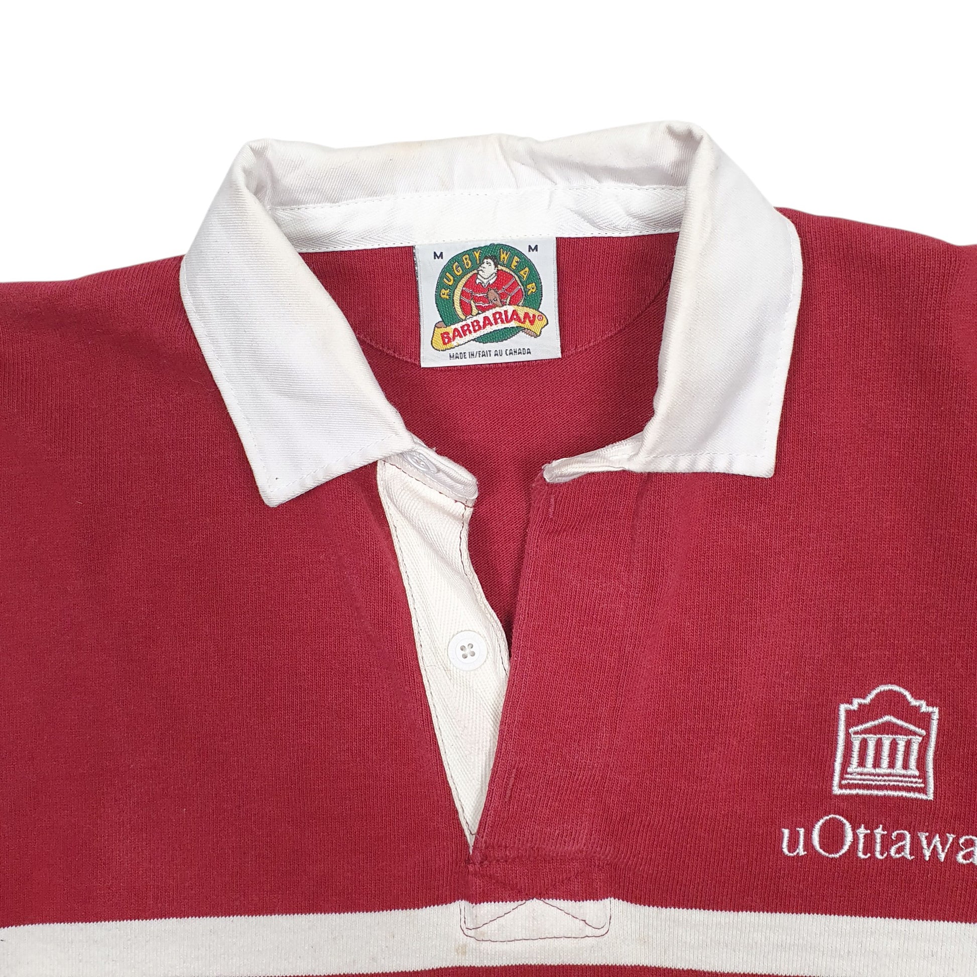Mens Burgundy Barbarian Rugby Ottawa University Hoodie Polo Shirt