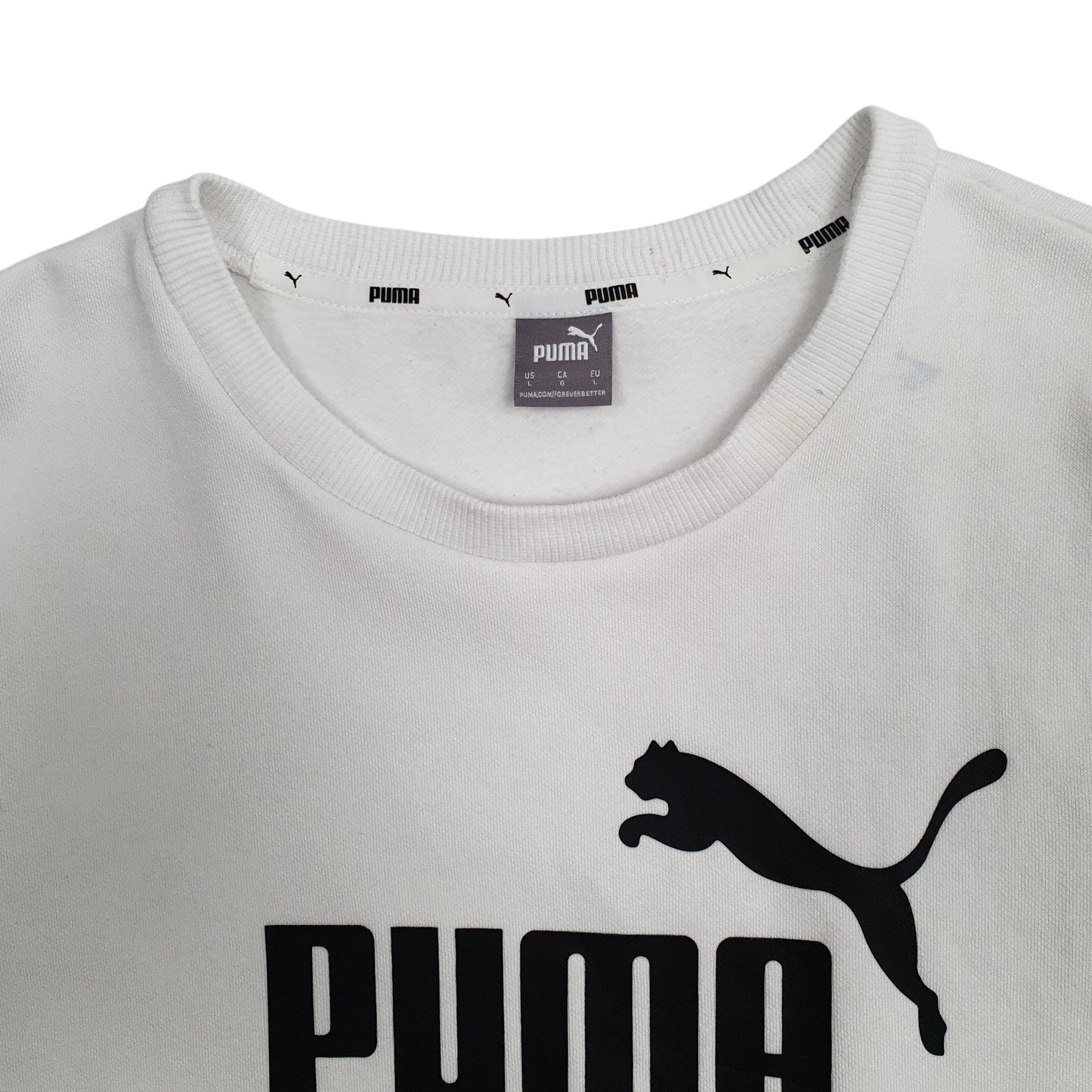 Womens White Puma  Crewneck Jumper