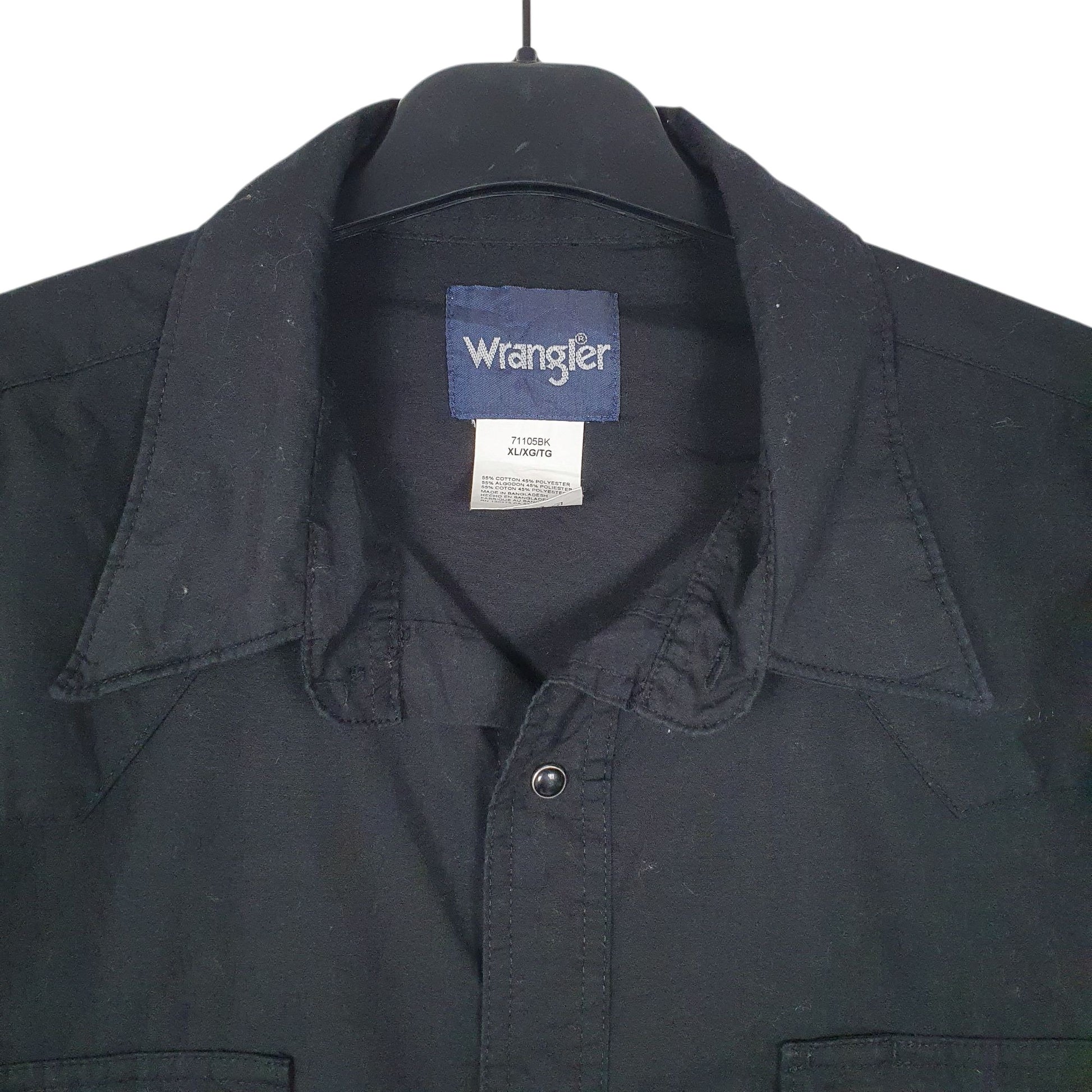 Mens Black Wrangler Pearl Snap  Shirt