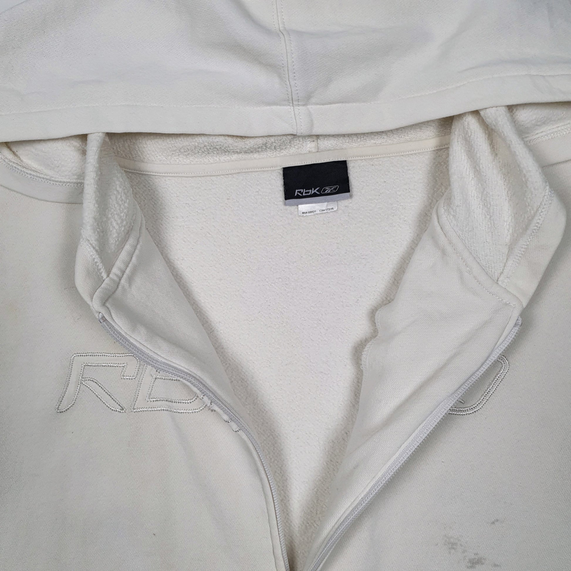 Womens Cream Reebok Hoodie Full Zip Jumper