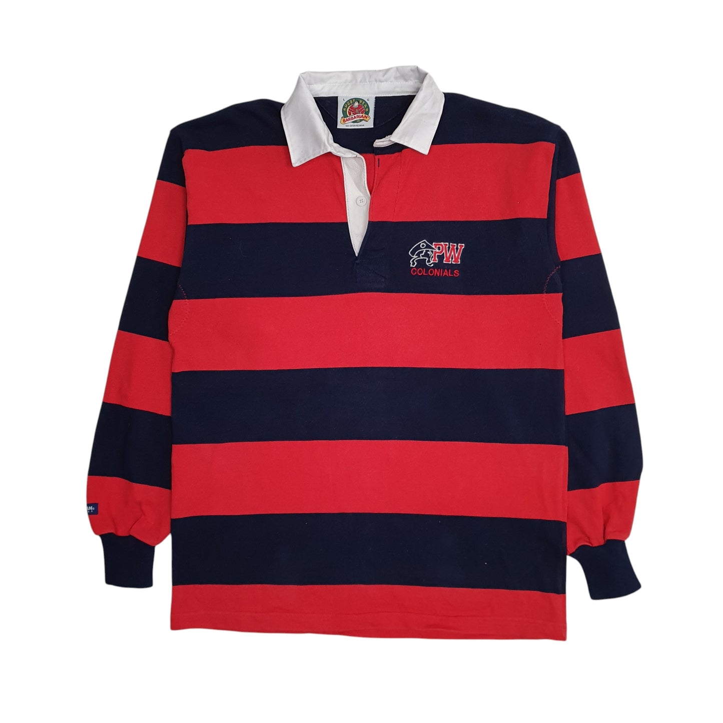 Mens Red Barbarian Rugby PW Colonials Long Sleeve Polo Shirt