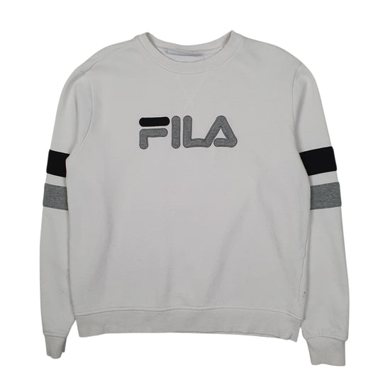 Womens White Fila  Crewneck Jumper