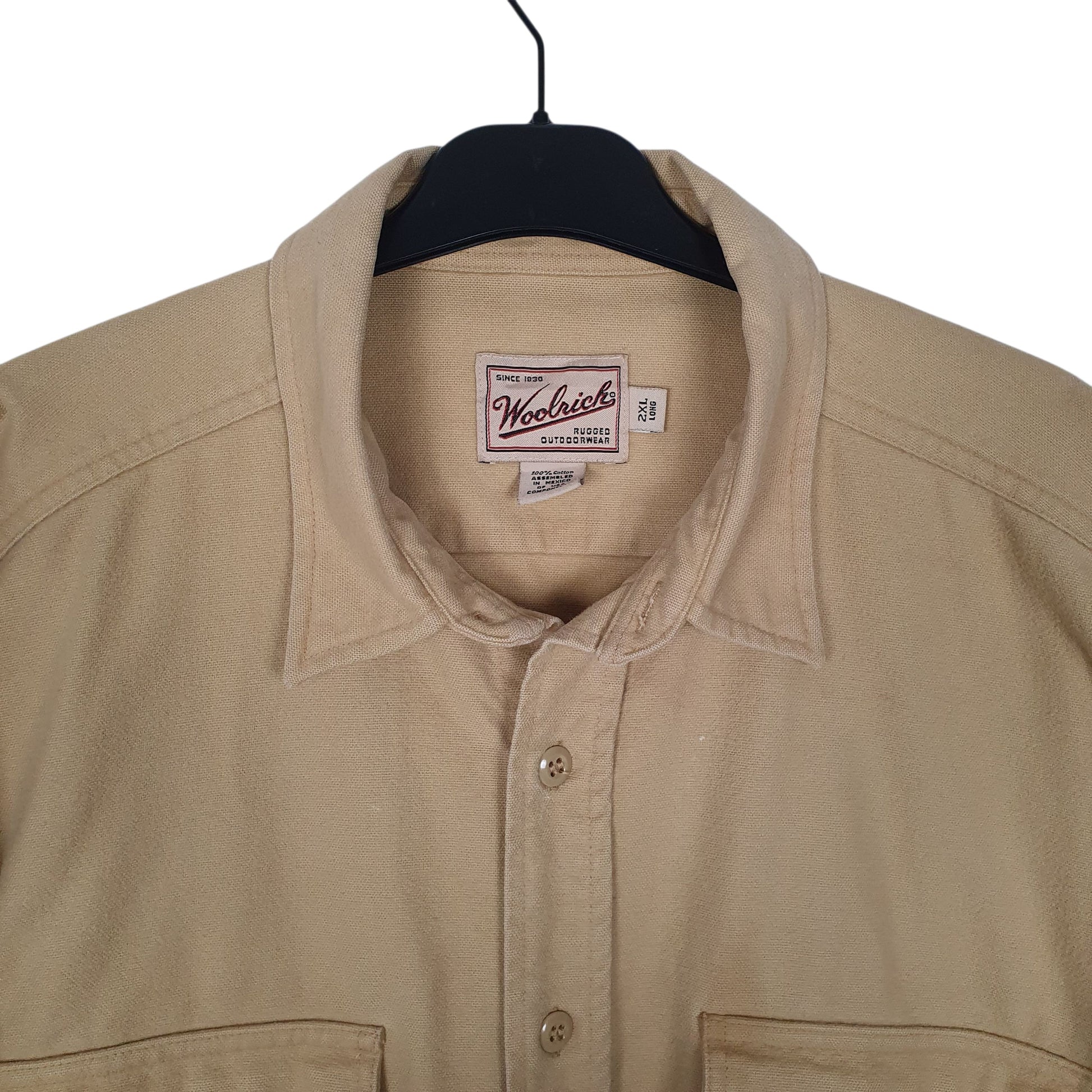 Mens Cream Woolrich Thick Chamois Tall  Shirt