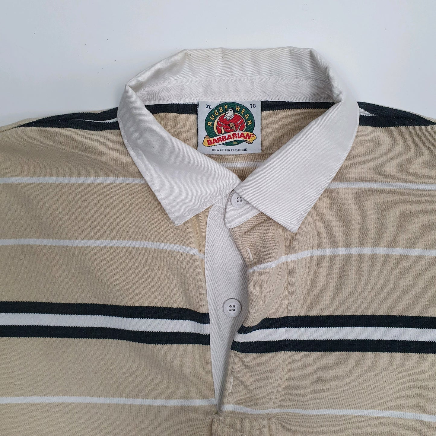 Mens Beige Barbarian Rugby Crewneck Polo Shirt