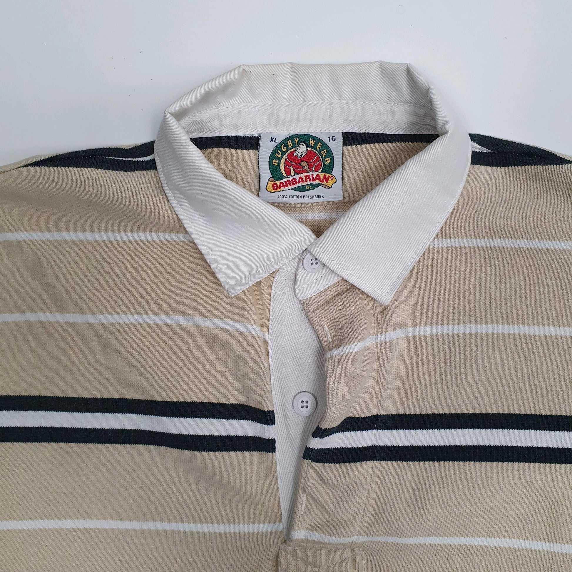 Mens Beige Barbarian Rugby Crewneck Polo Shirt