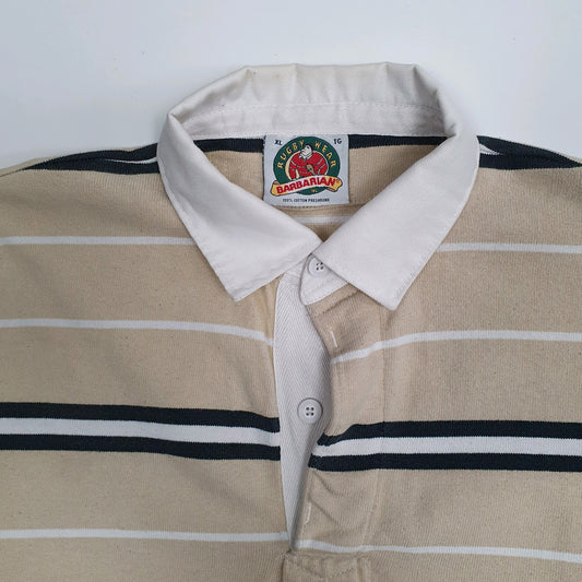 Mens Beige Barbarian Rugby Crewneck Polo Shirt