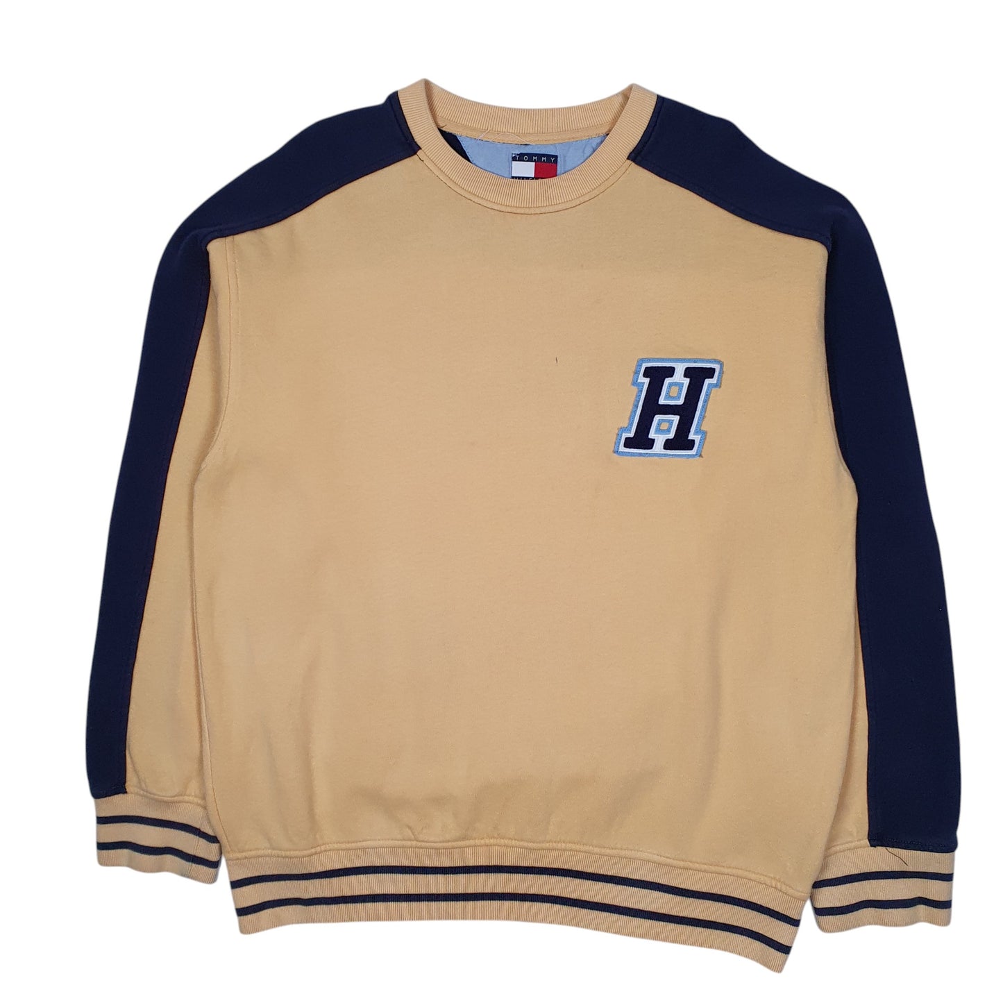 Mens Yellow Tommy Hilfiger Vintage 2000s Crewneck Jumper