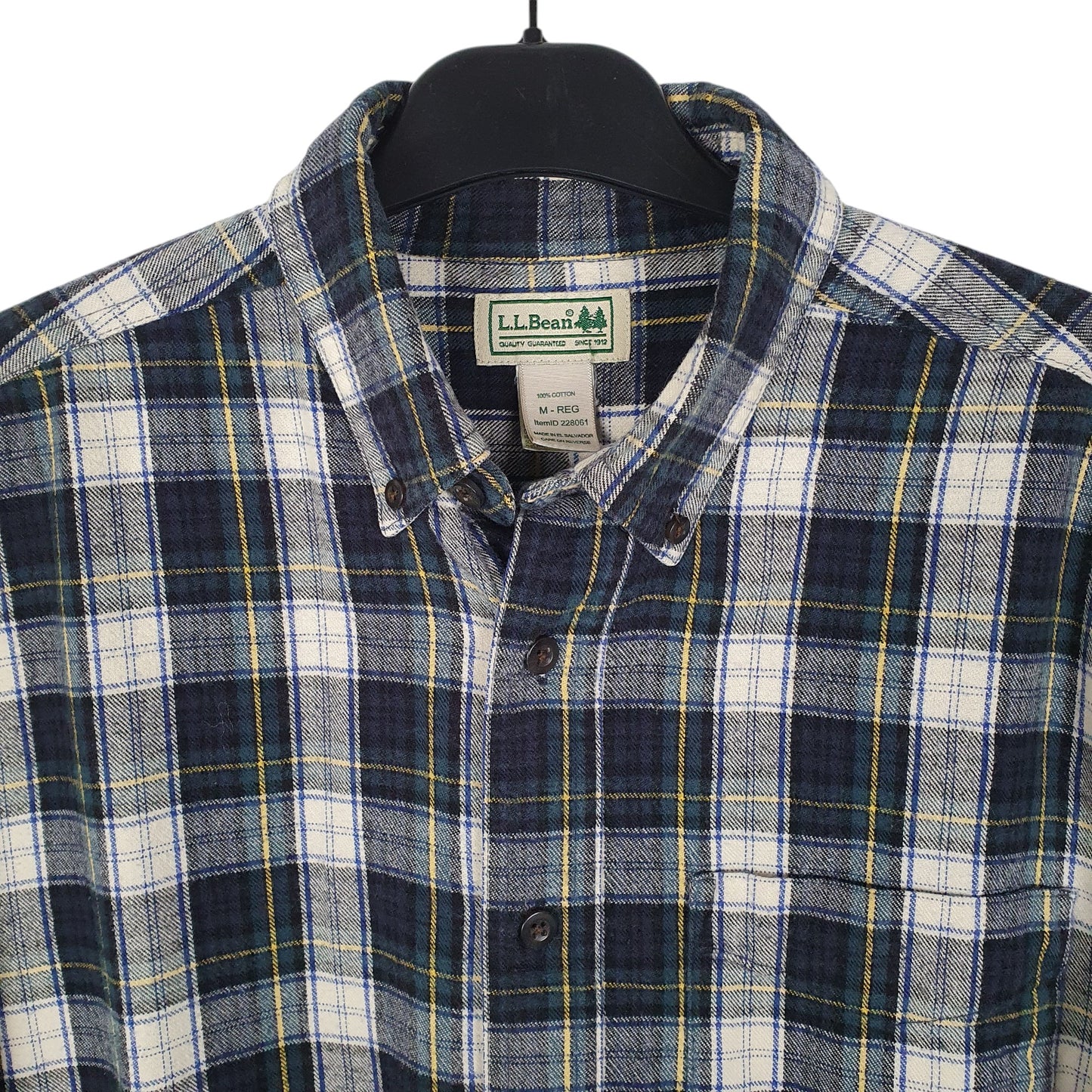 Mens Navy L.L.Bean Thick Flannel Plaid  Shirt