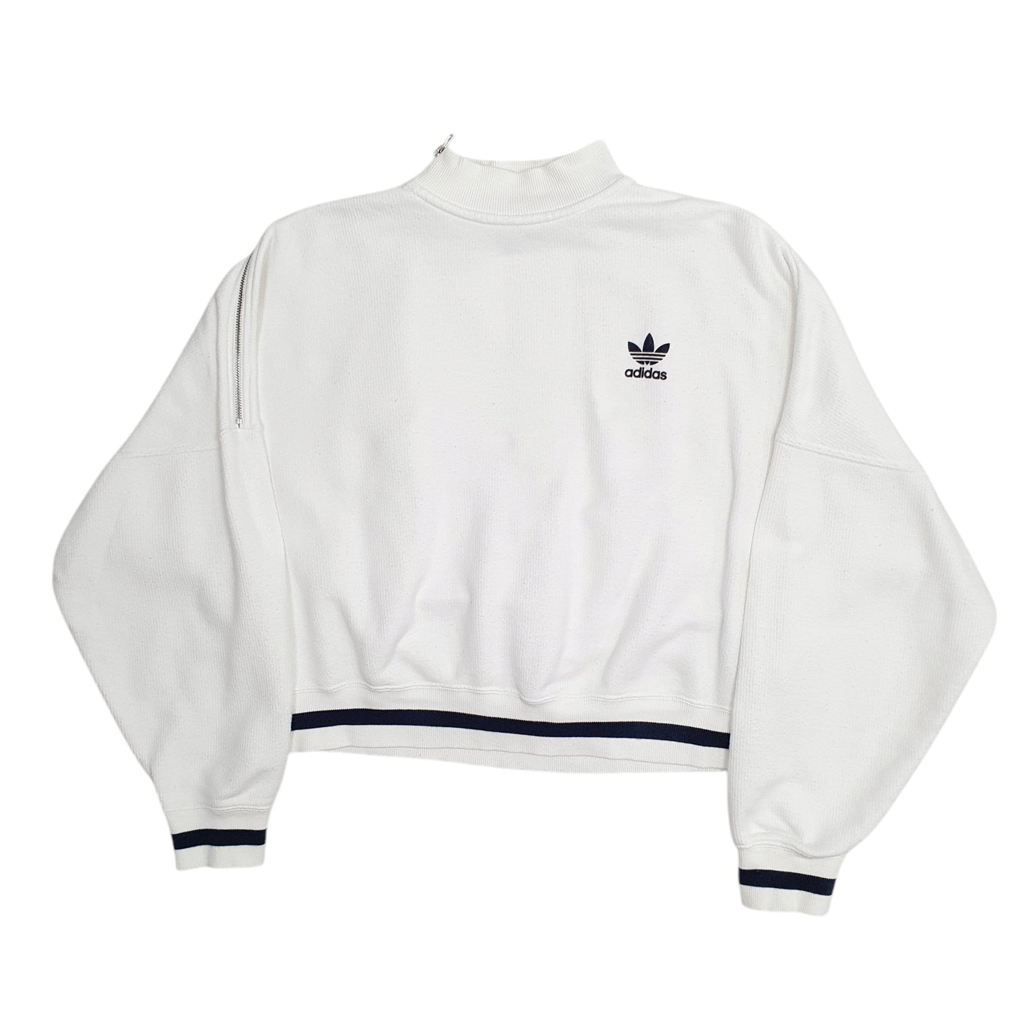 Mens White Adidas Cropped Crewneck Jumper