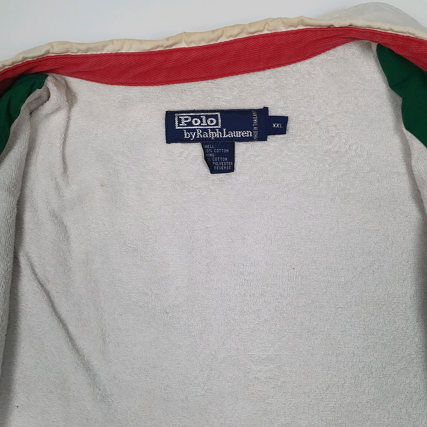 Mens Green Polo Ralph Lauren Vintage 90s Fleece Lined Bomber Crewneck Coat