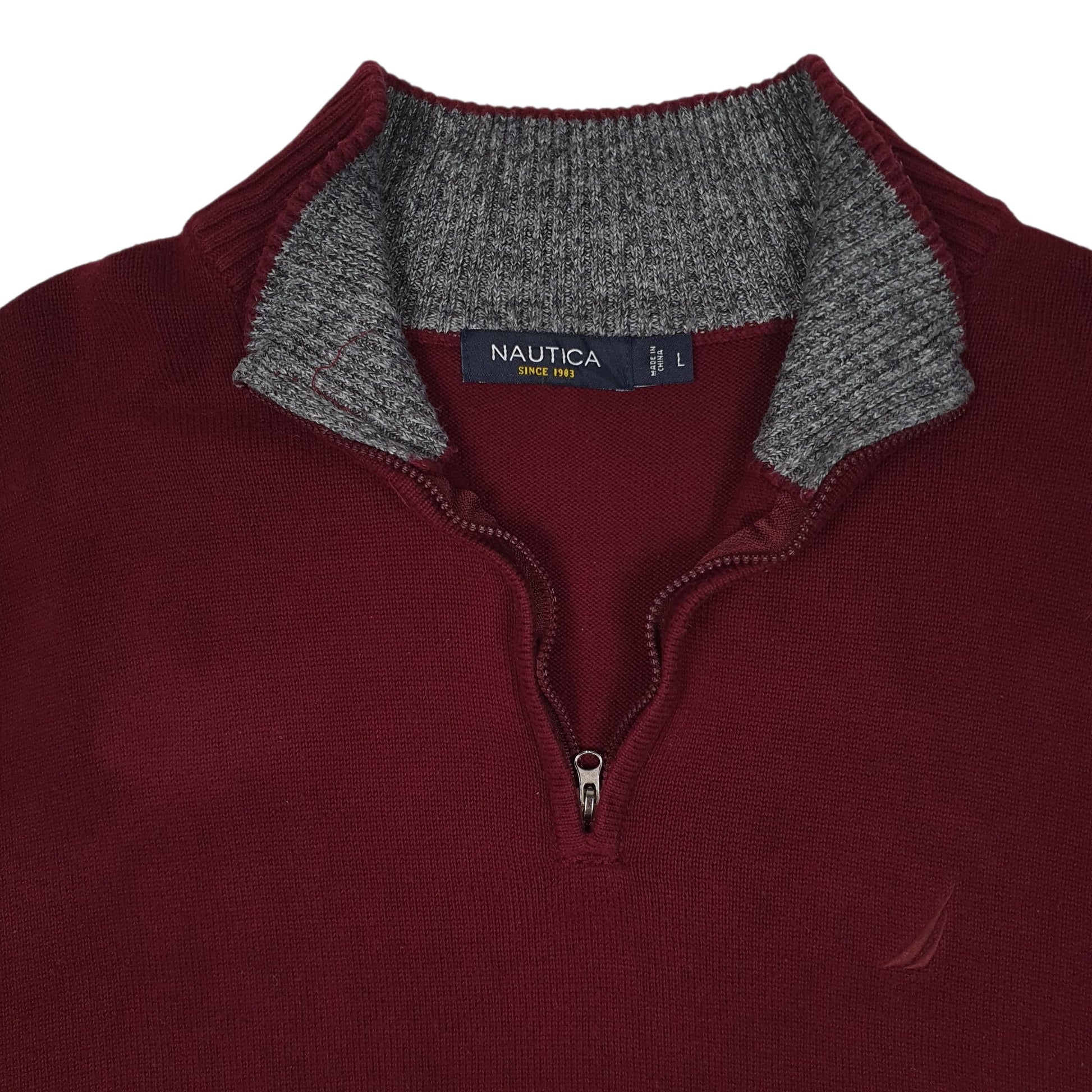 Mens Burgundy Nautica  Quarter Zip Jumper