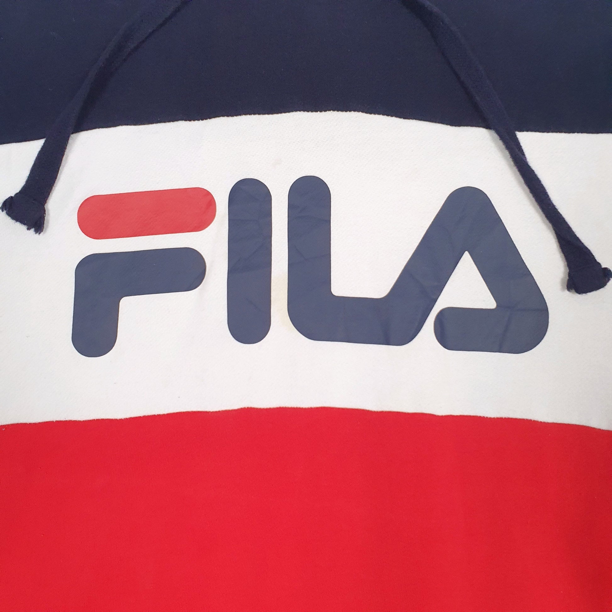 Mens Red Fila Spellout Hoodie Jumper