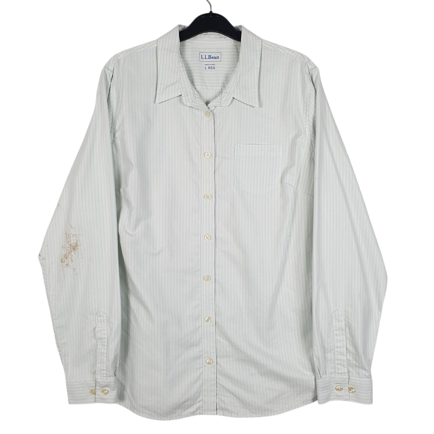 Mens White L.L.Bean  Long Sleeve Shirt