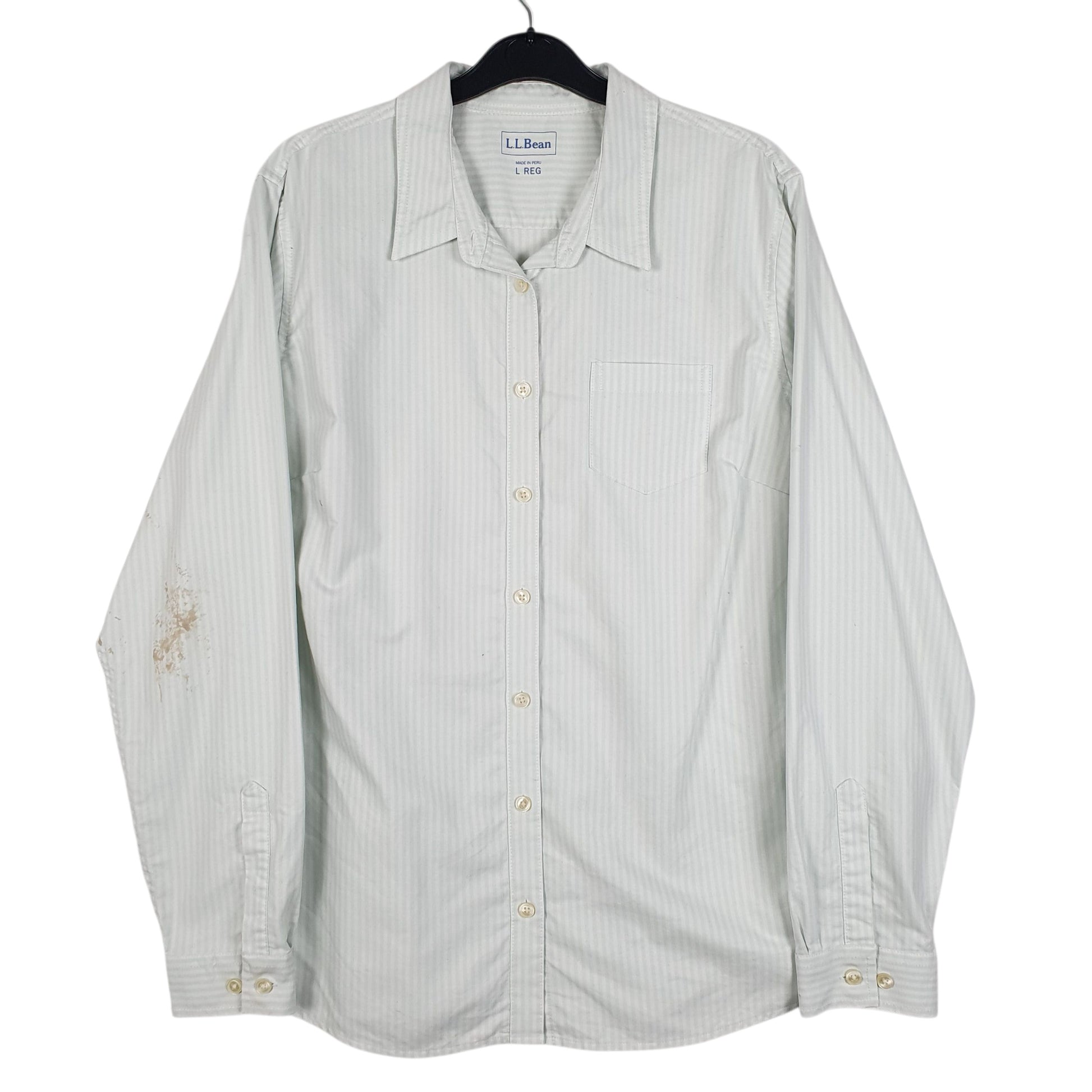 Mens White L.L.Bean  Long Sleeve Shirt
