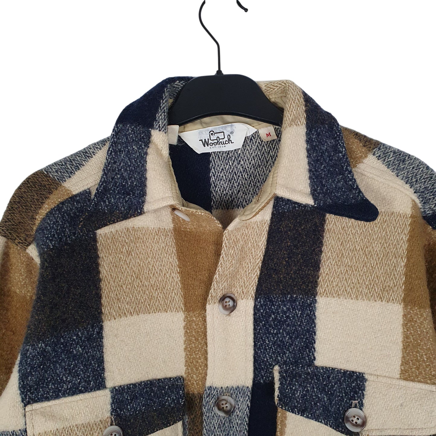 Mens Beige Woolrich Thick Shacket Jacket Vintage 1980s  Shirt