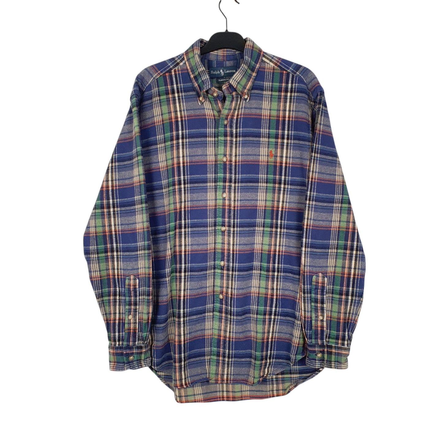 Mens Navy Ralph Lauren Heavyweight Flannel Long Sleeve Shirt