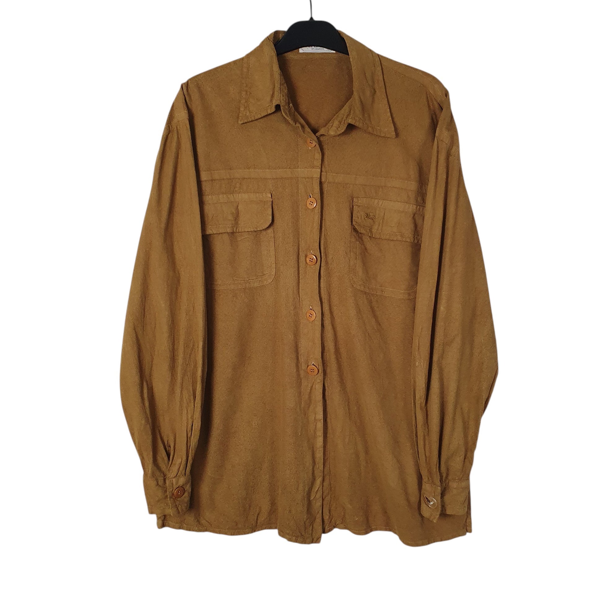Mens Tan Burberry Vintage 90s Suede Long Sleeve Shirt