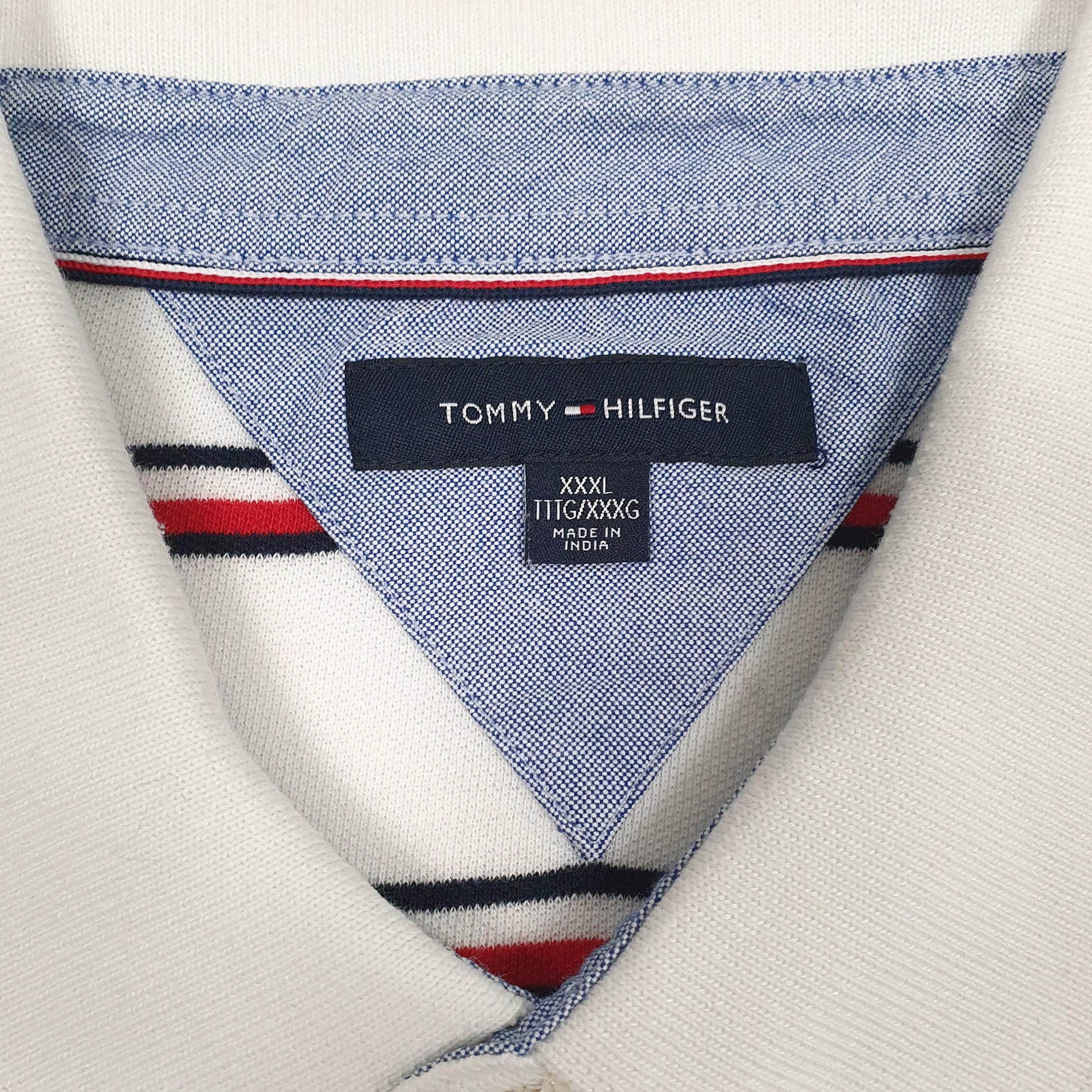 Mens White Tommy Hilfiger  Crewneck Polo Shirt