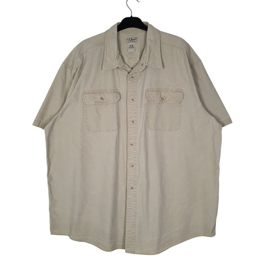 Mens Cream L.L.Bean Sunwashed Canvas Short Sleeve Shirt
