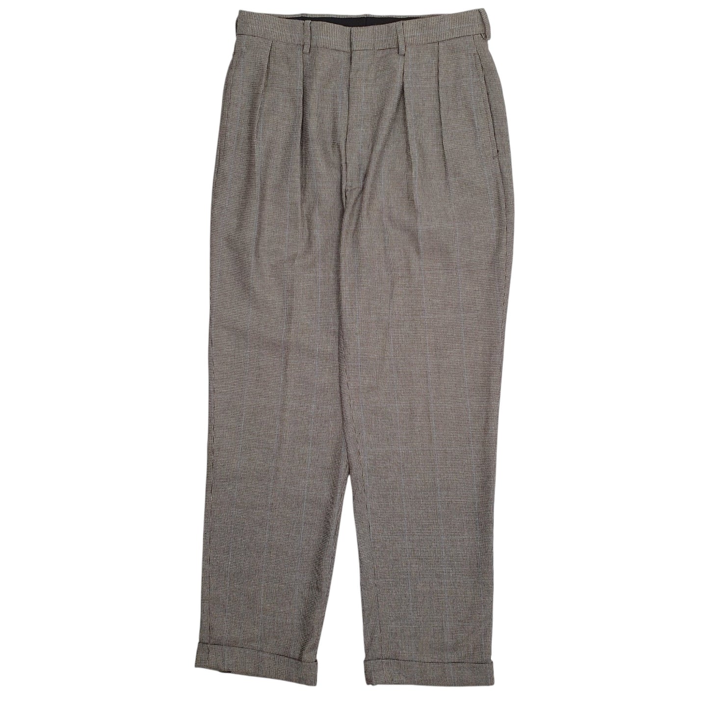 Mens Grey Polo Ralph Lauren Vintage 90s Houndstooth Formal Trousers