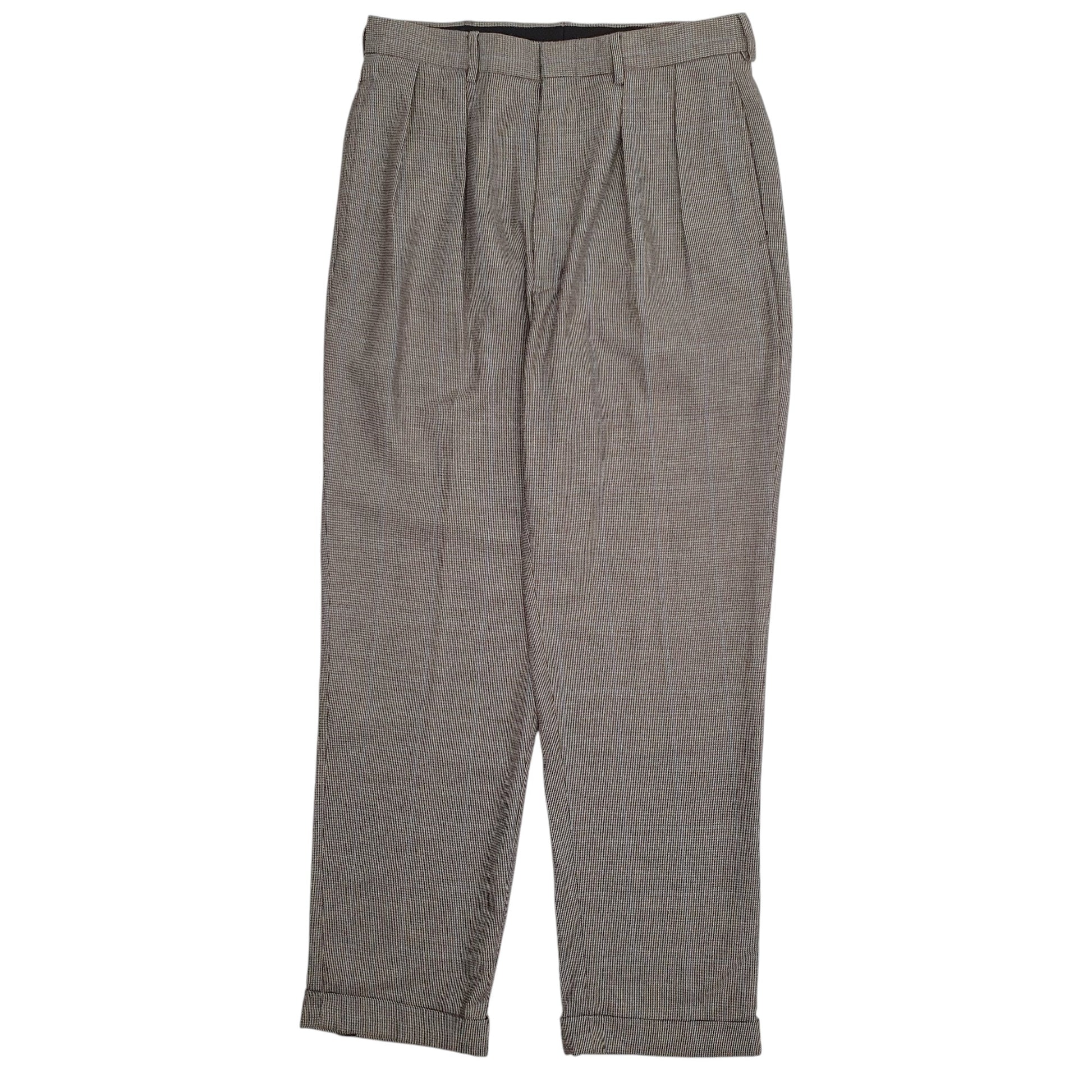 Mens Grey Polo Ralph Lauren Vintage 90s Houndstooth Formal Trousers