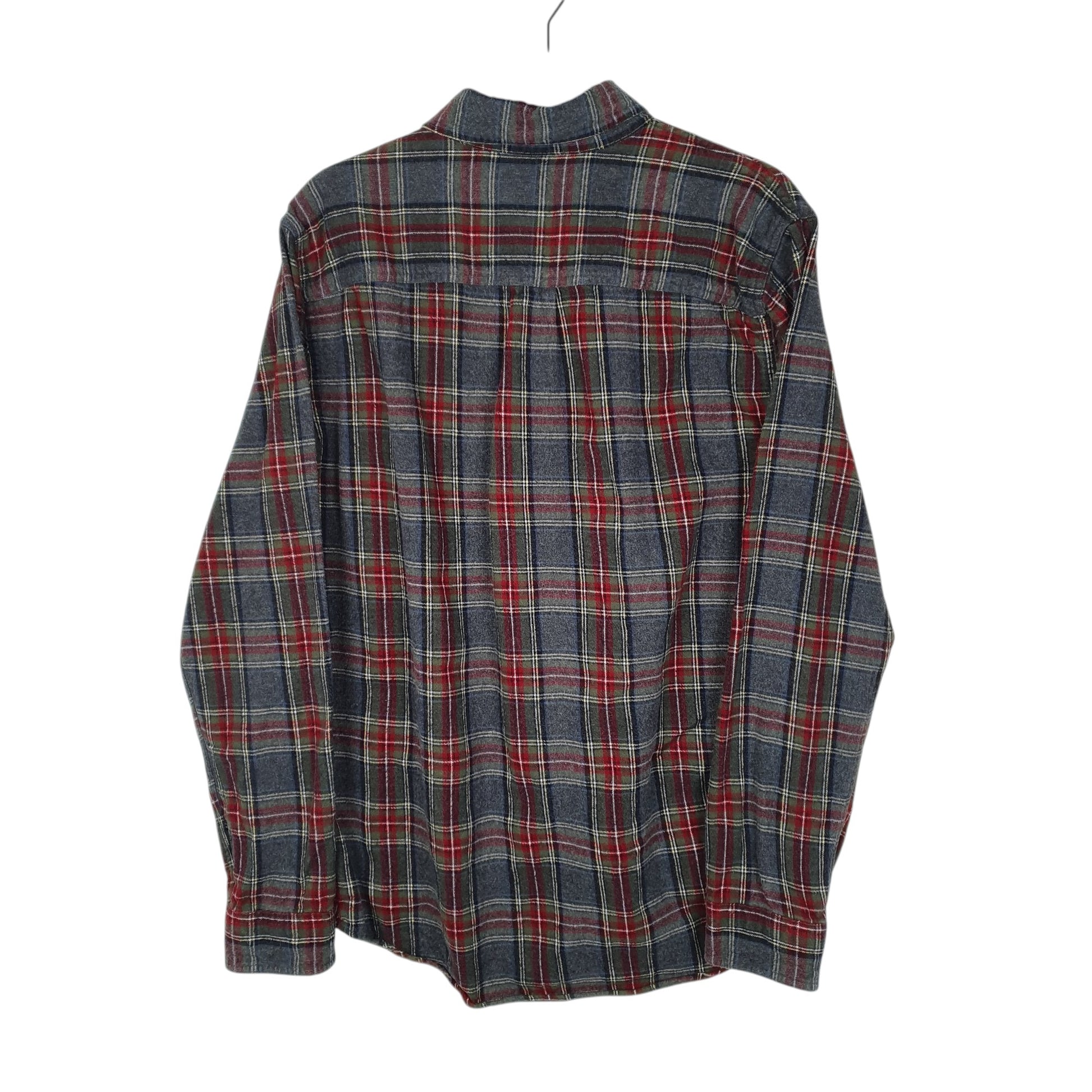 Mens Grey L.L.Bean Thick Flannel Plaid  Shirt