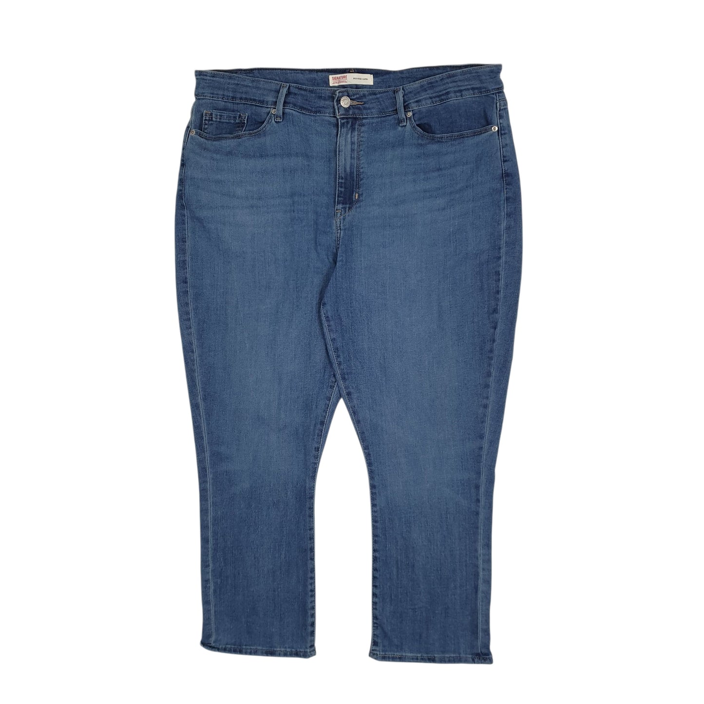 Womens Blue Levis Stretch Mid Rise Capri JeansW38 L25